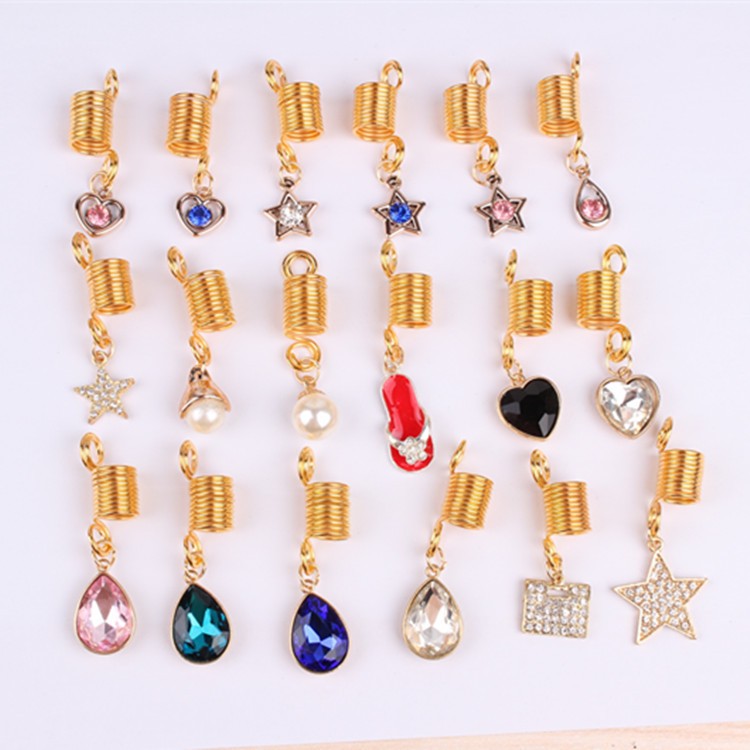 Wig accessories, hair extension rings, hair extension buckles, black dreadlocks, reggae decorative spring buckles detail image 1