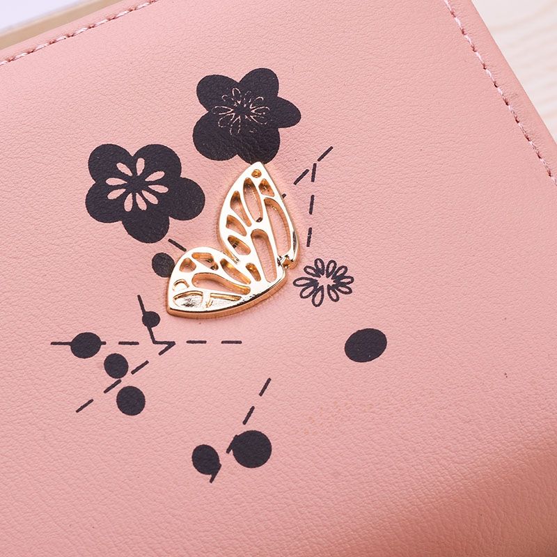 New lady purse appearance fashion butterfly hardware large capacity multi - slot mobile phone long double zipper wallet manufacturer direct sale Item Picture