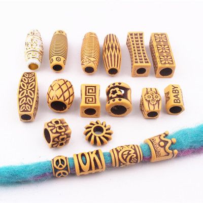 Reggae dreadlock jewelry beads, African dreadlock decoration, large-hole wood-like plastic beads, large-hole beads