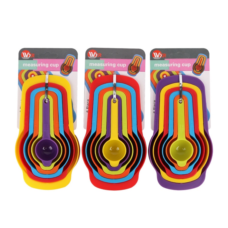 DIY best-selling baking tools: Cake baking, milk powder spoon with scale, six-piece plastic colored measuring spoon and measuring cup details Picture