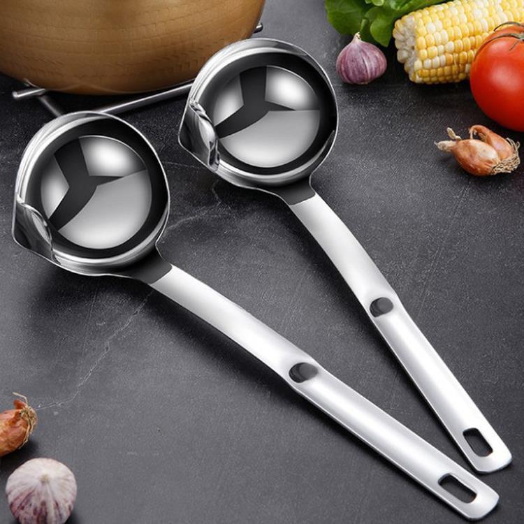 304 stainless steel oil filter spoon oil separator oil soup separator oil to skim oil spill crescent filter oil drain oil thumbnail