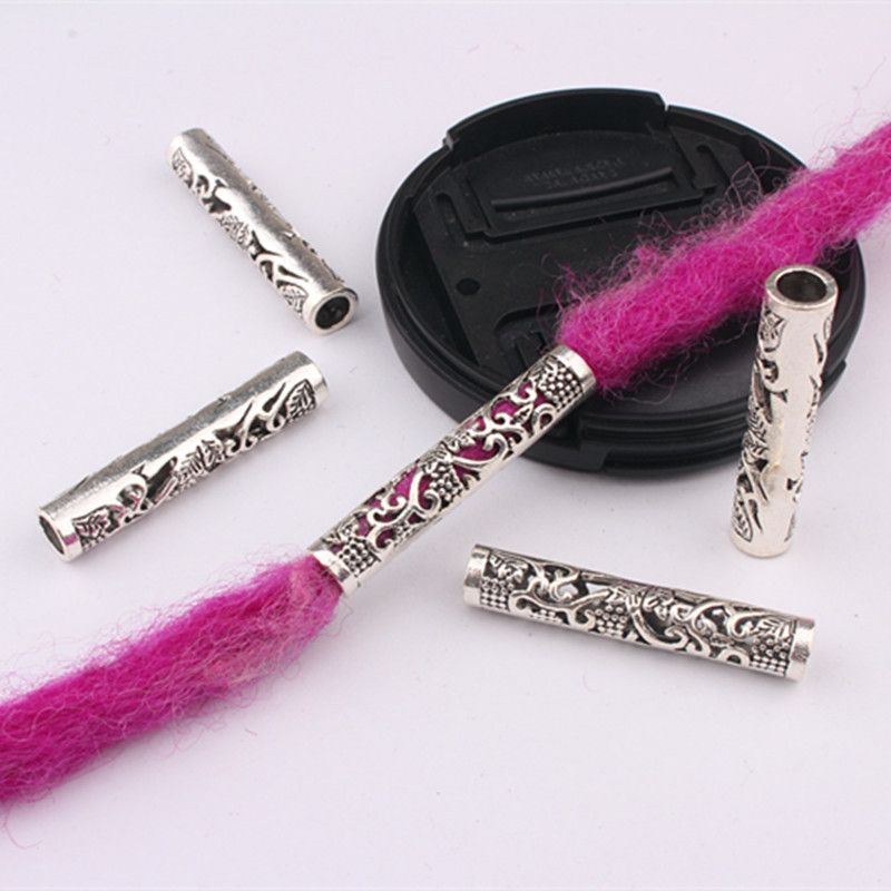 Retro hollowed-out large-hole alloy tube wig reggae dreadlock decorative ring details Picture