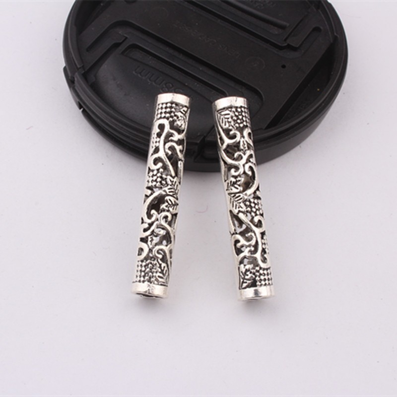 Retro hollowed-out large-hole alloy tube wig reggae dreadlock decorative ring detail image 1