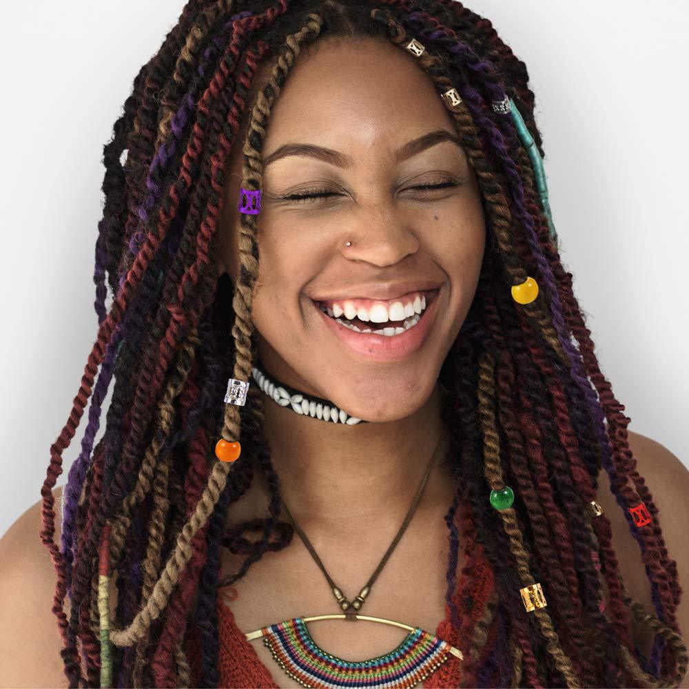 The new wig with dreadlocks features a large hole printed flower and wood bead silver pendant and a hollowed-out flower tube Specification image
