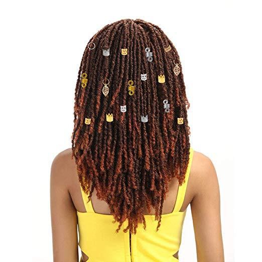 Wig, braid, hair loop, hollowed-out embossed iron ring, synthetic fiber braid set detail image 3