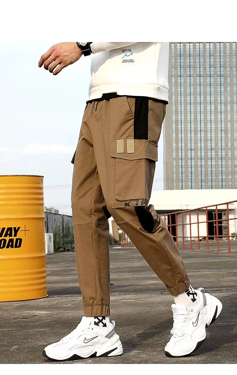 Otoño invierno algodón nuevo pantalón multibolsillos cargo pantalón hombre holgado tallas grandes negocios recto al aire libre casual detail image 3