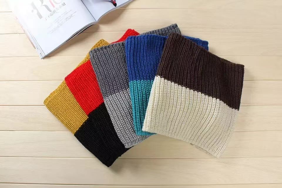 Contrasting Color Splicing Scarf Women Winter Everything With Thick Warm Neck details Picture