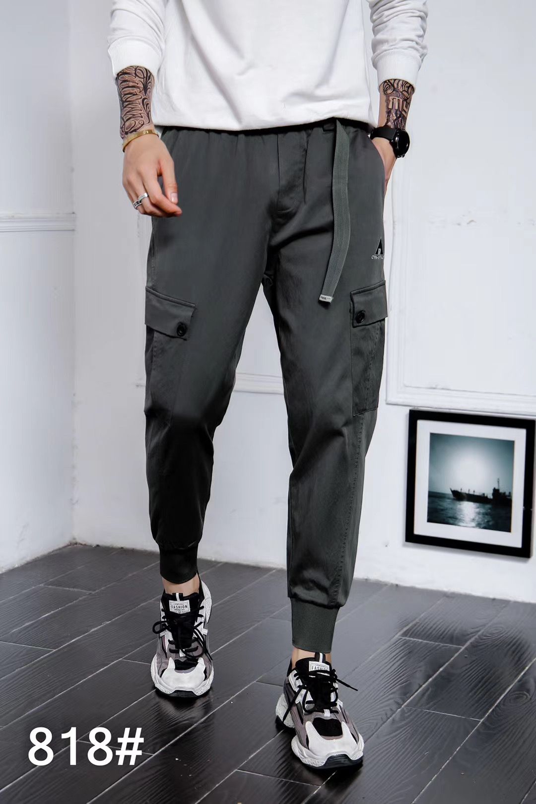 Otoño invierno estilo grueso pantalones de varios bolsillos ropa de trabajo pantalones de algodón para hombres holgado tamaño grande negocios corte recto al aire libre casual details Picture