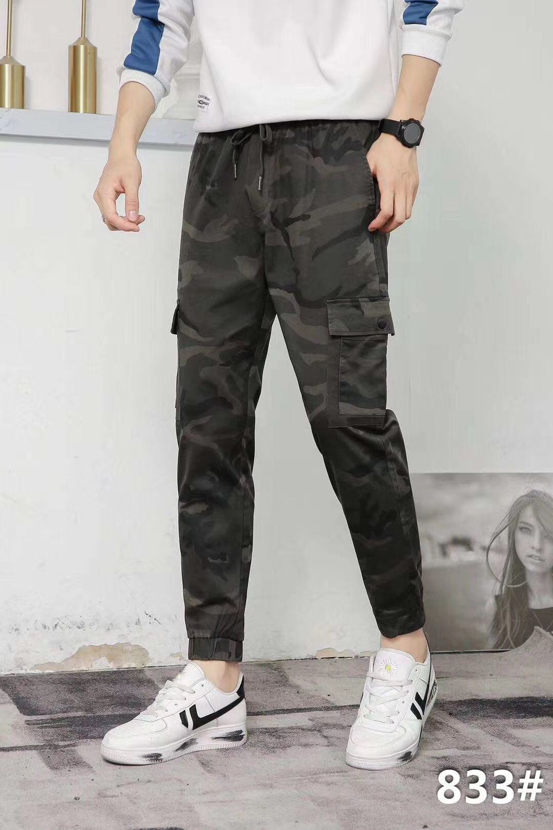 New autumn and winter thick multi-pocket pants, camouflage workwear men's pants, loose, large-sized business straight-leg, outdoor casual Specification image
