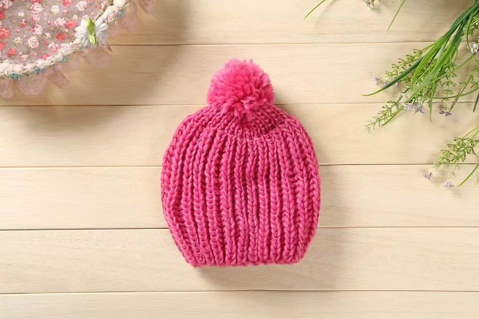 Classic Winter Ladies Candy Monochrome Big Ball Ball Handmade Knitted Hat Warm Hat Elastic Big Couple Hat undefined