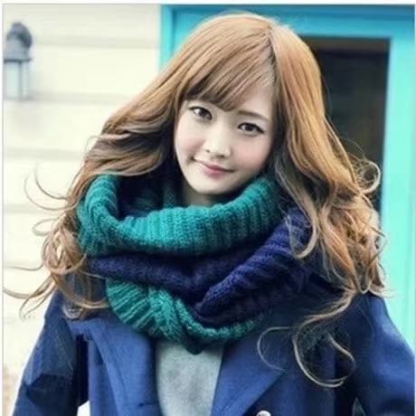Contrasting Color Splicing Scarf Women Winter Everything With Thick Warm Neck