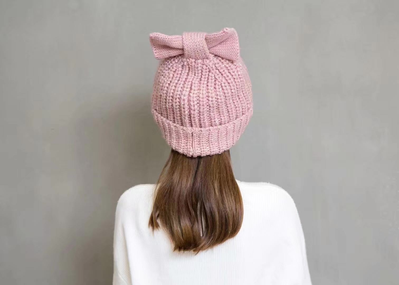 New Fall/Winter 2020 Cute Thick Warm Wool Big Bow Hat full figure