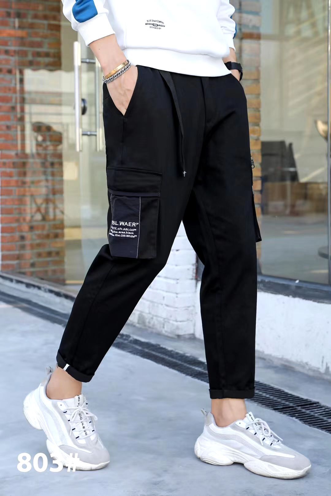 Otoño invierno estilo grueso pantalones de varios bolsillos de algodón cargo pantalones de hombre holgado tamaño grande negocios corte recto al aire libre casual details Picture