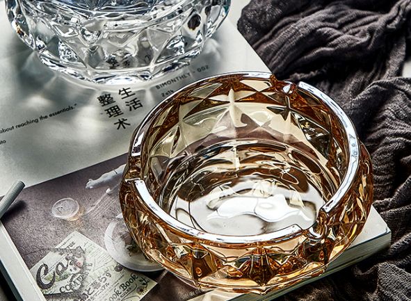 玻璃烟灰缸 金色 灰色 琥珀