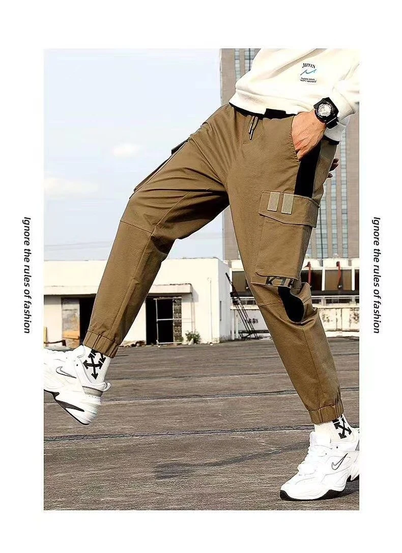 Otoño invierno nuevo algodón pantalones multibolsillos cargo pantalones hombre holgado tallas grandes negocios recto al aire libre casual detail image 3