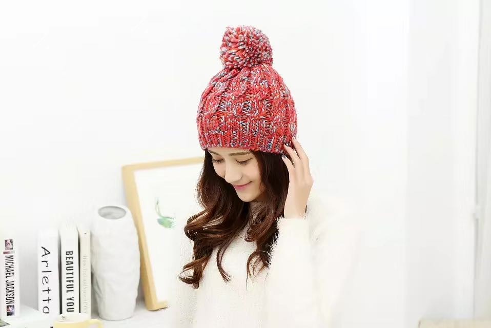 South Korea Mixed Color Woolen Hat With Wool Thickened Warm Autumn And Winter Hat Women's Winter Korean Version Of Tide Hat All Knitted Hat Specification drawing