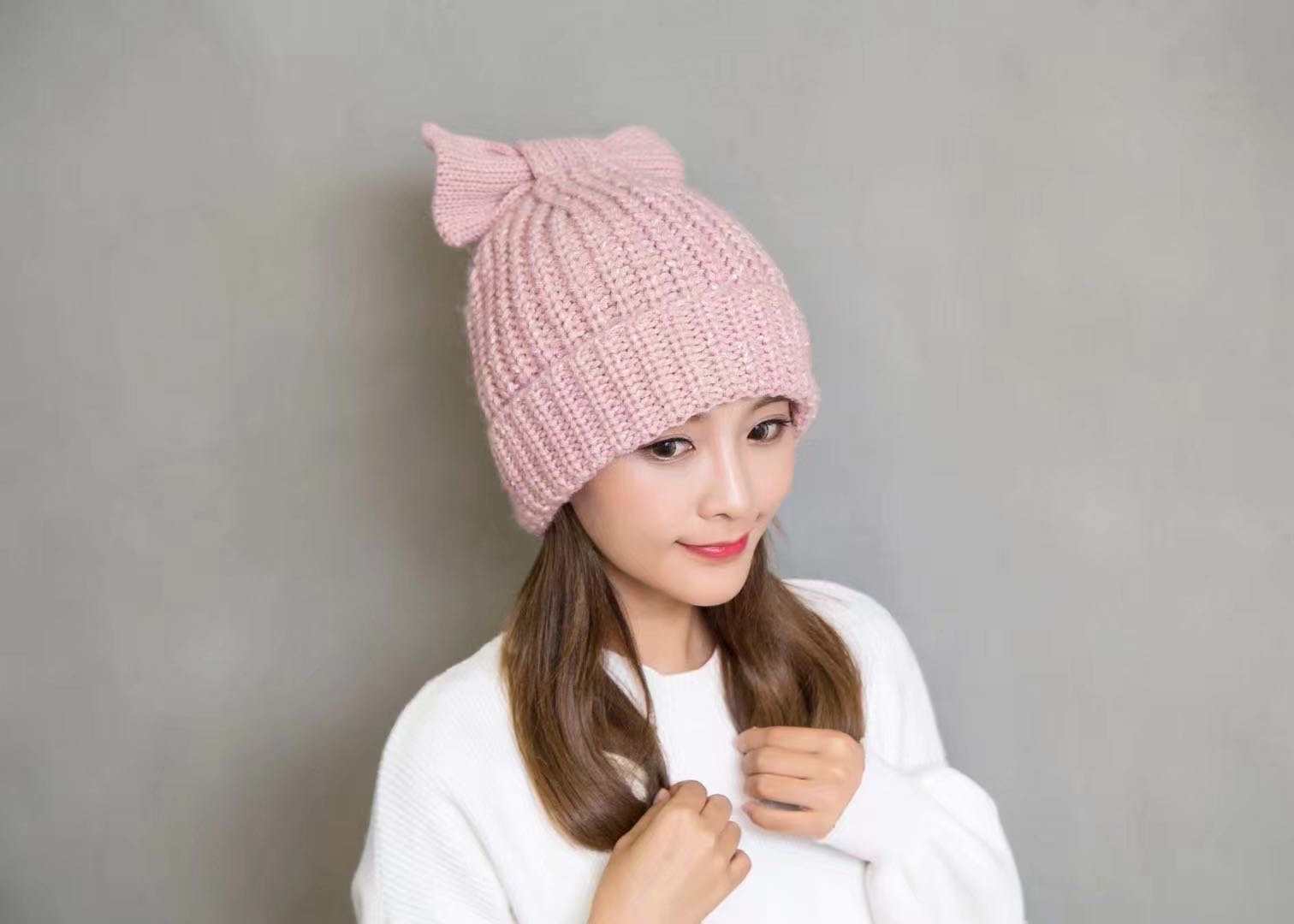 New Fall/Winter 2020 Cute Thick Warm Wool Big Bow Hat