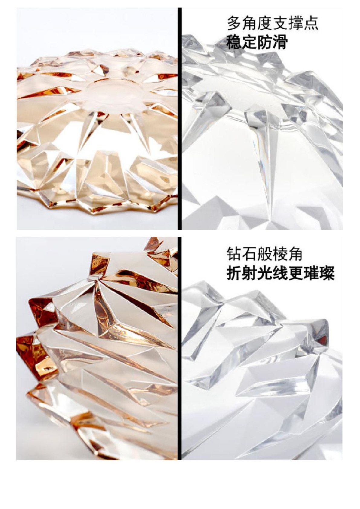 Glass fruit plate, European golden grey amber detail image 1