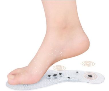 亚马逊 透明磁疗鞋垫8颗磁石按摩透气保健磁性铁鞋垫男女款工厂家白底实物图