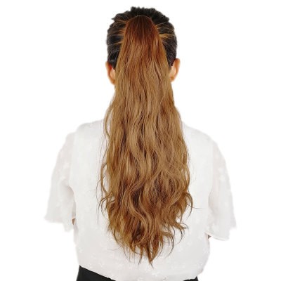 A wig for a woman with a small, corn-trimmed ponytail, a water ripple woolen curly ponytail detail image 4