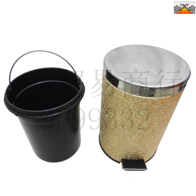 DF99332   冠染纹脚踏桶不锈钢脚踏式垃圾桶 皮纹脚踏桶卫生桶翻盖家用宾馆果皮桶DF  TRADING HOUSE详情1