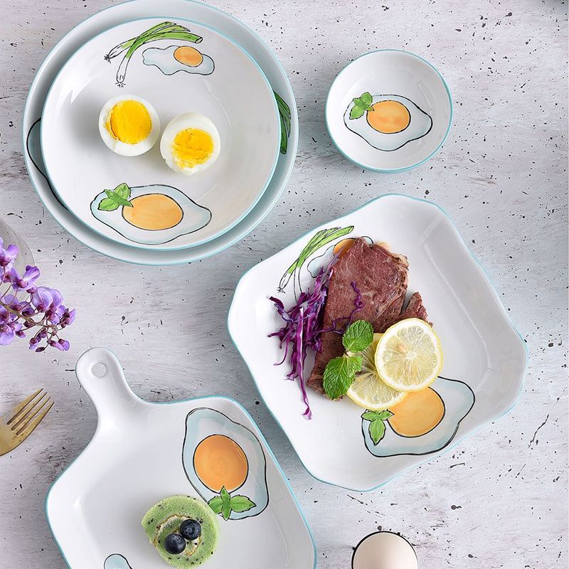 陶瓷盘子家用菜碟套装创意碗碟子汤盘方盘子