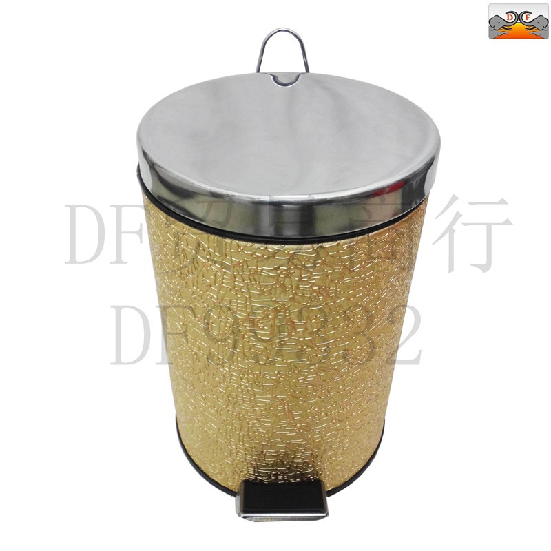 DF99332   冠染纹脚踏桶不锈钢脚踏式垃圾桶 皮纹脚踏桶卫生桶翻盖家用宾馆果皮桶DF  TRADING HOUSE详情2