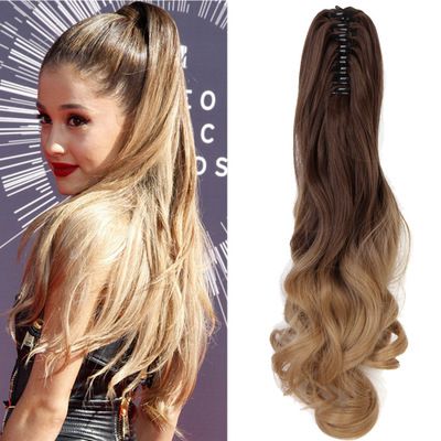 There are 14 colors of ponytail wigs to choose from. Long curly hair wigs are popular in foreign trade