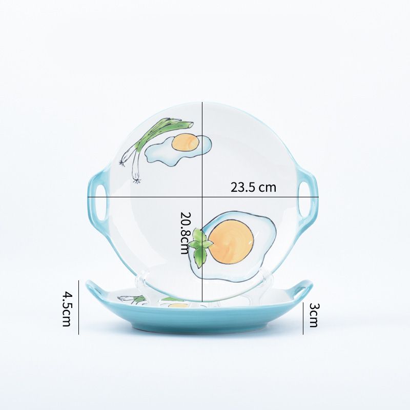 Ceramic bowl plate Household dishes set creative dishes single handle baking tray soup square plate full figure