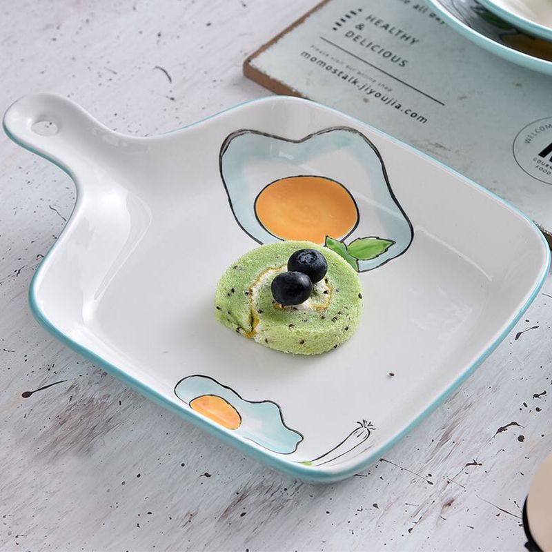 Ceramic bowl plate Household dishes set creative dishes single handle baking tray soup square plate Specification drawing