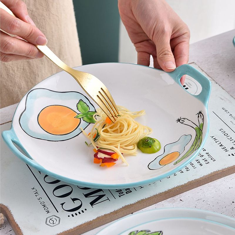 Ceramic bowl plate Household dishes set creative dishes single handle baking tray soup square plate details Picture