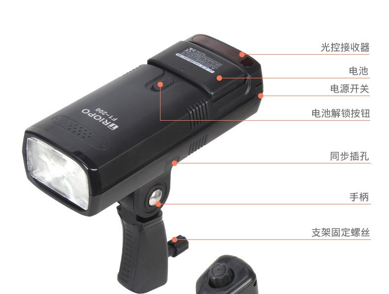 捷宝F1-200外拍灯闪光灯摄影灯便携锂电池无线TTL高速连拍旅拍灯详情图1