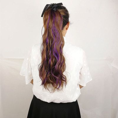 A wig for a woman with a small, corn-trimmed ponytail, a water ripple woolen curly ponytail Specification image