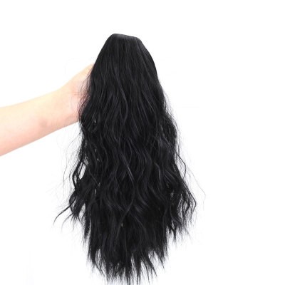 A wig with a short ponytail, a realistic water ripple hairstyle, and short curly hair with braids detail image 4