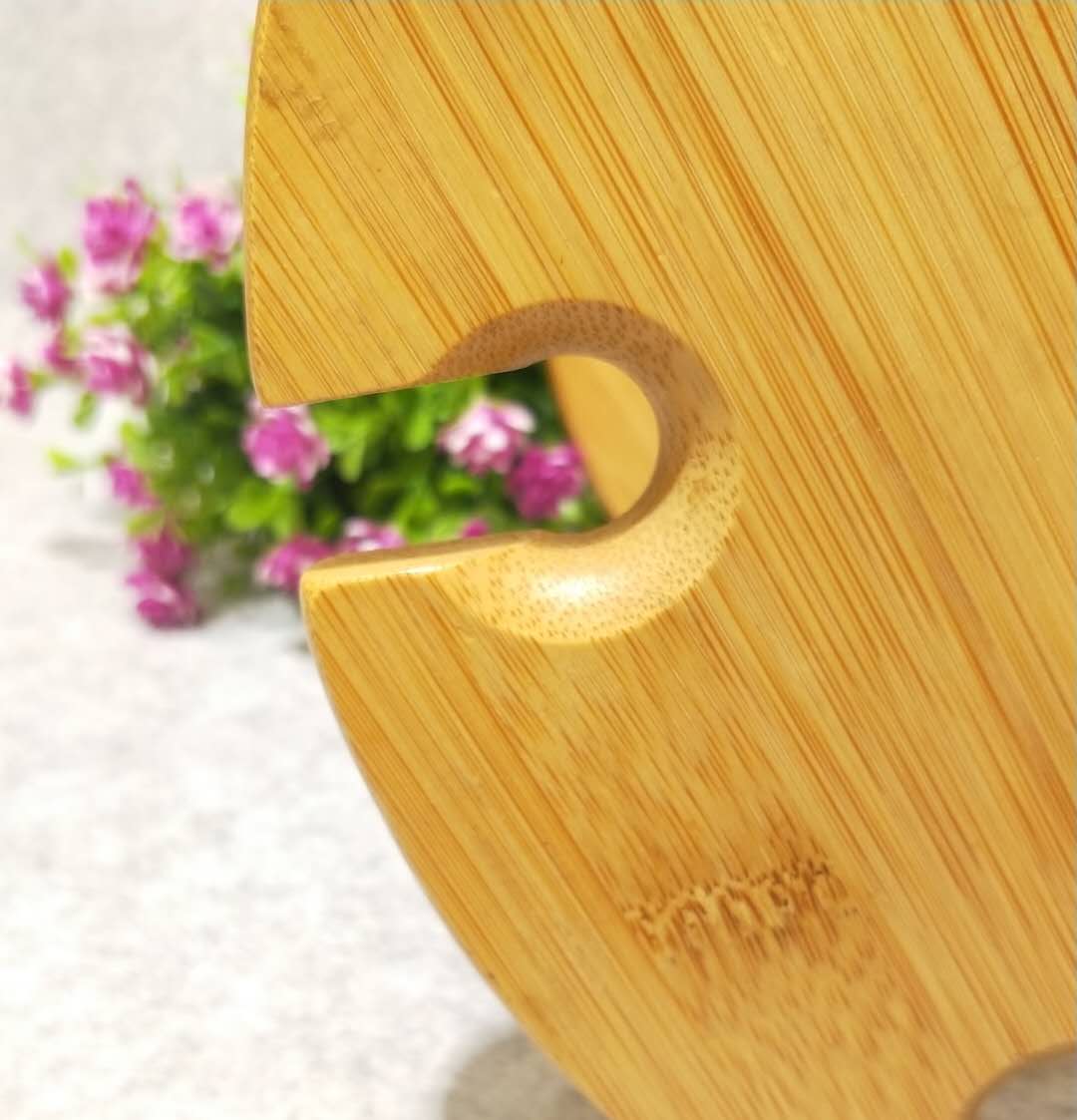 【 Jiehao Bamboo and Wood 】 Six-hole wine rack, simple bamboo and wood six-hole wine rack, home wine storage rack, desktop practical wine bottle display rack Specification drawing