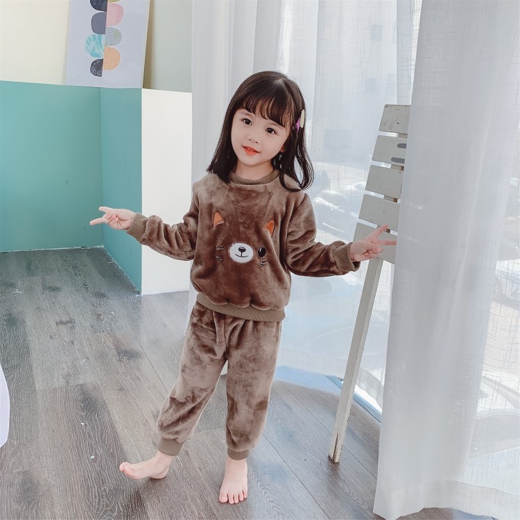 儿童睡衣秋冬珊瑚绒家居服2020新款宝宝加绒加厚套装小孩保暖冬装详情图15