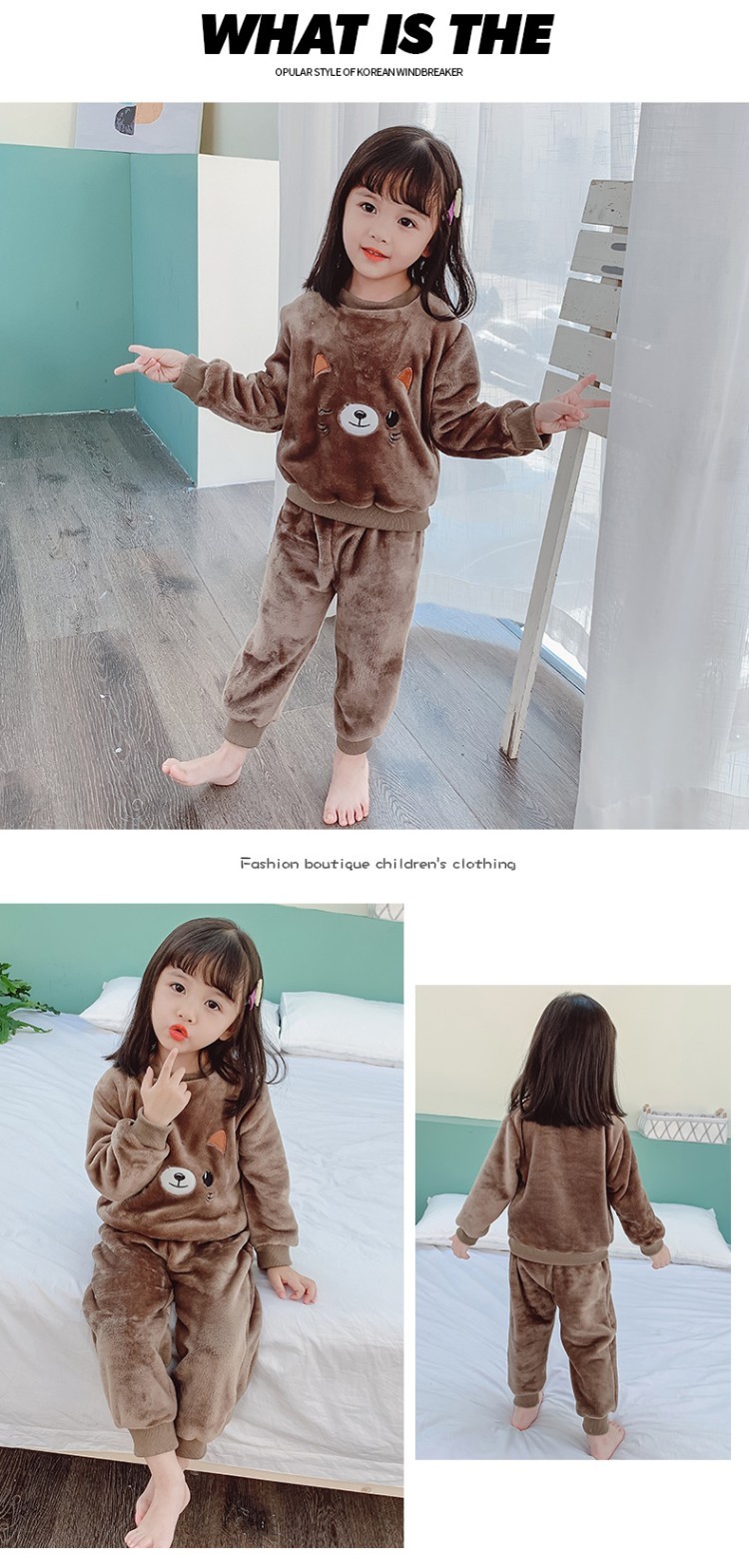 儿童睡衣秋冬珊瑚绒家居服2020新款宝宝加绒加厚套装小孩保暖冬装详情图2