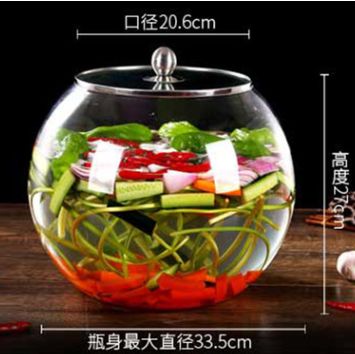Household transparent round pickle jar storage tank 20 jin large thick pickle jar glass pickle jar