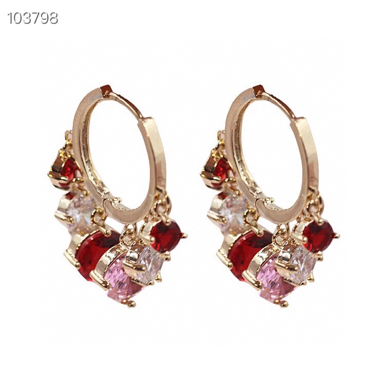 Exquisite and elegant color zircon tassel, small ear ring, earring, clasp, female earring
