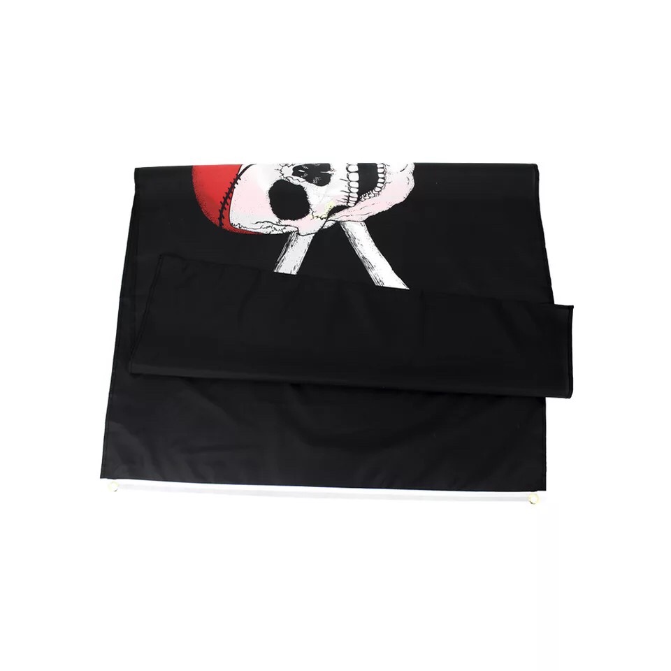 90*150cm red turban bone Skeleton Pirate flag details Picture