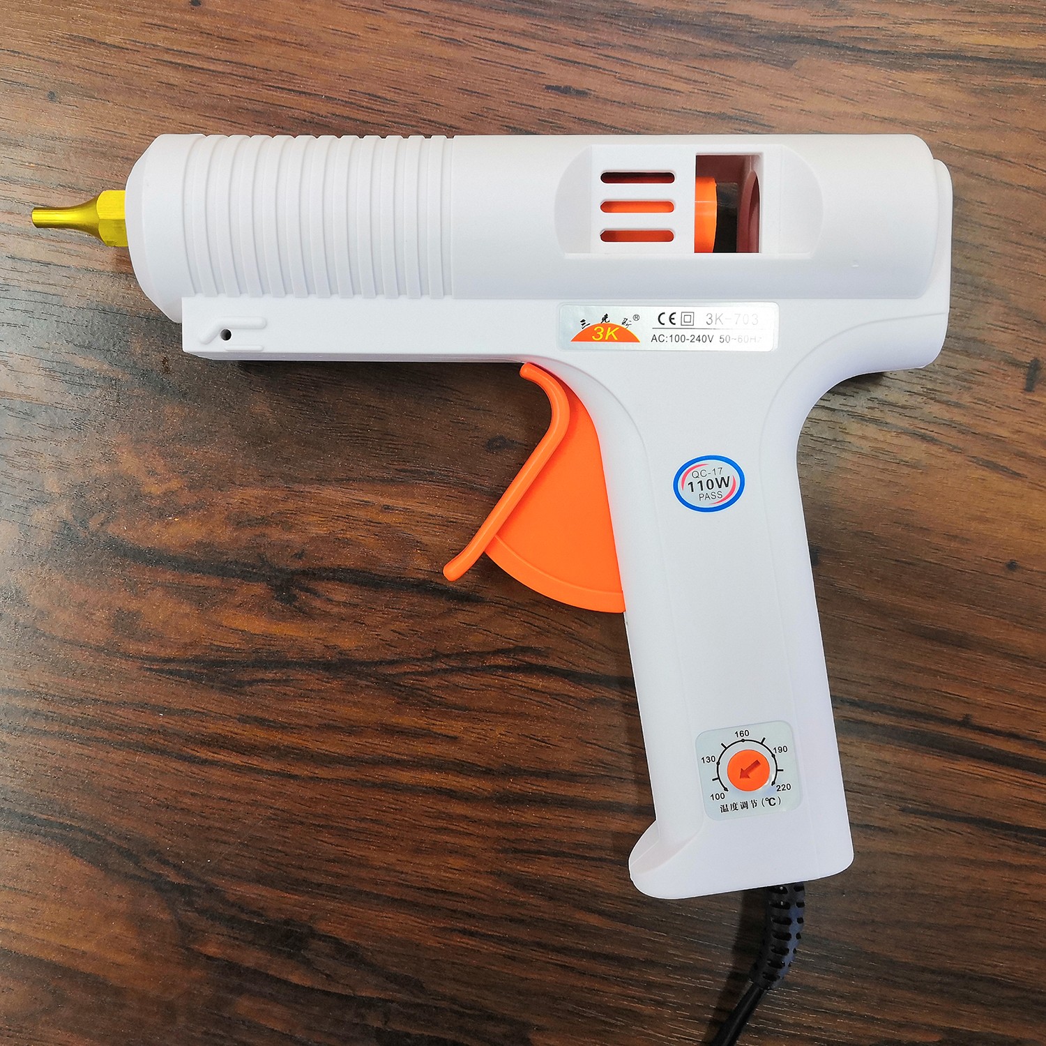 Wholesale SNAK white 110W hot melt glue gun 3K-703 large glue gun with temperature adjustment knob, factory direct sales detail image 3