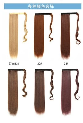 Seamless hair extension Velcro straight hair ponytail long straight hair ponytail detail image 4
