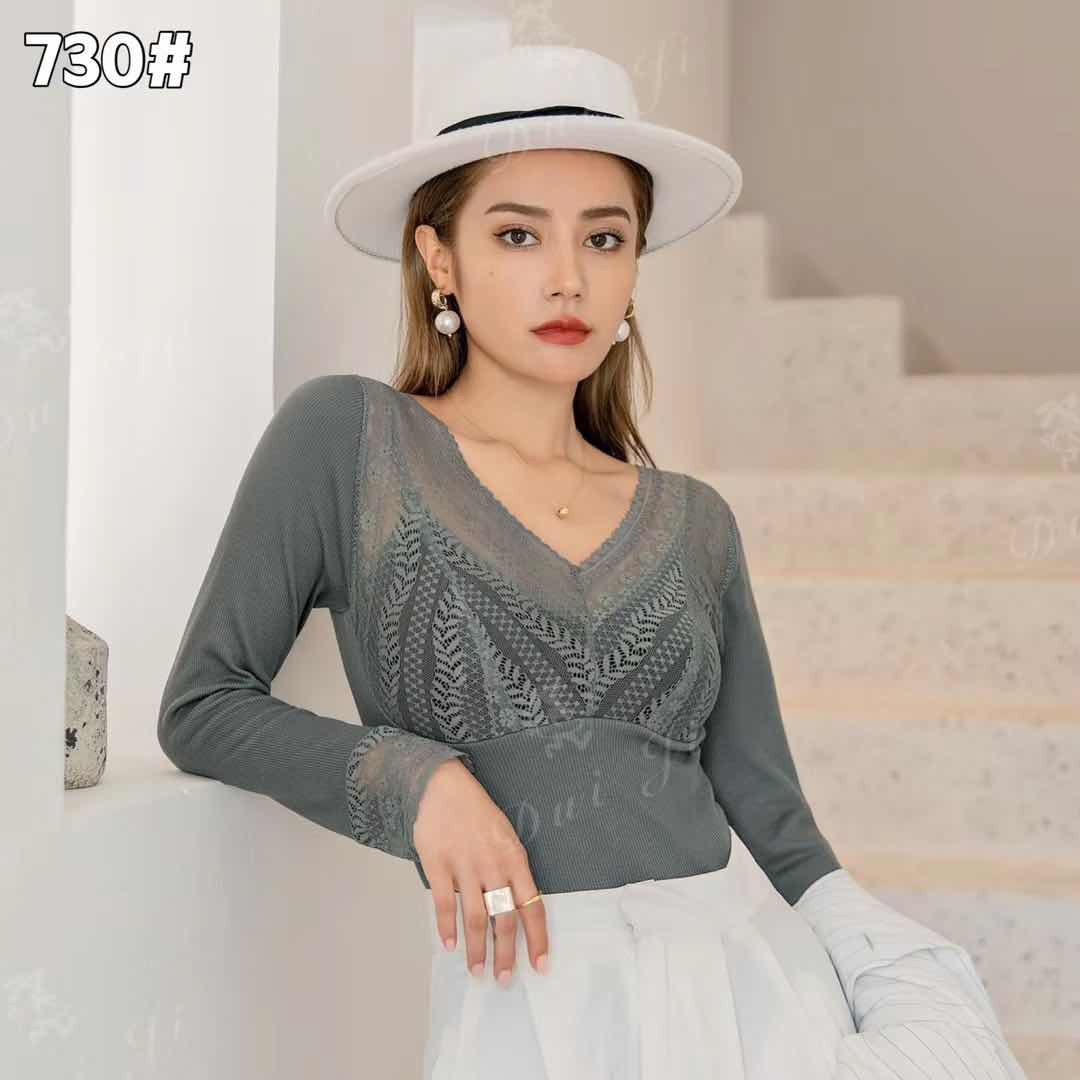 2020 new women's Korean edition underwear lace trim autumn and winter season with warm wear outside thumbnail