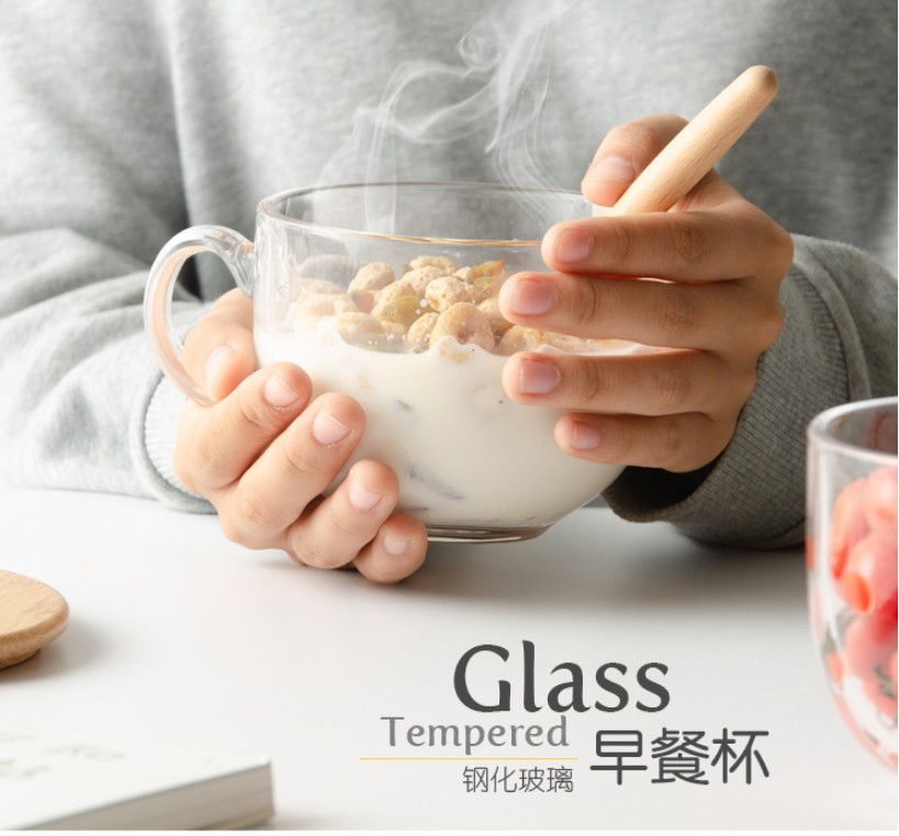 丽尊  耐热钢化玻璃牛奶杯 网红早餐杯 可进微波炉 KTZB78-1R详情图2