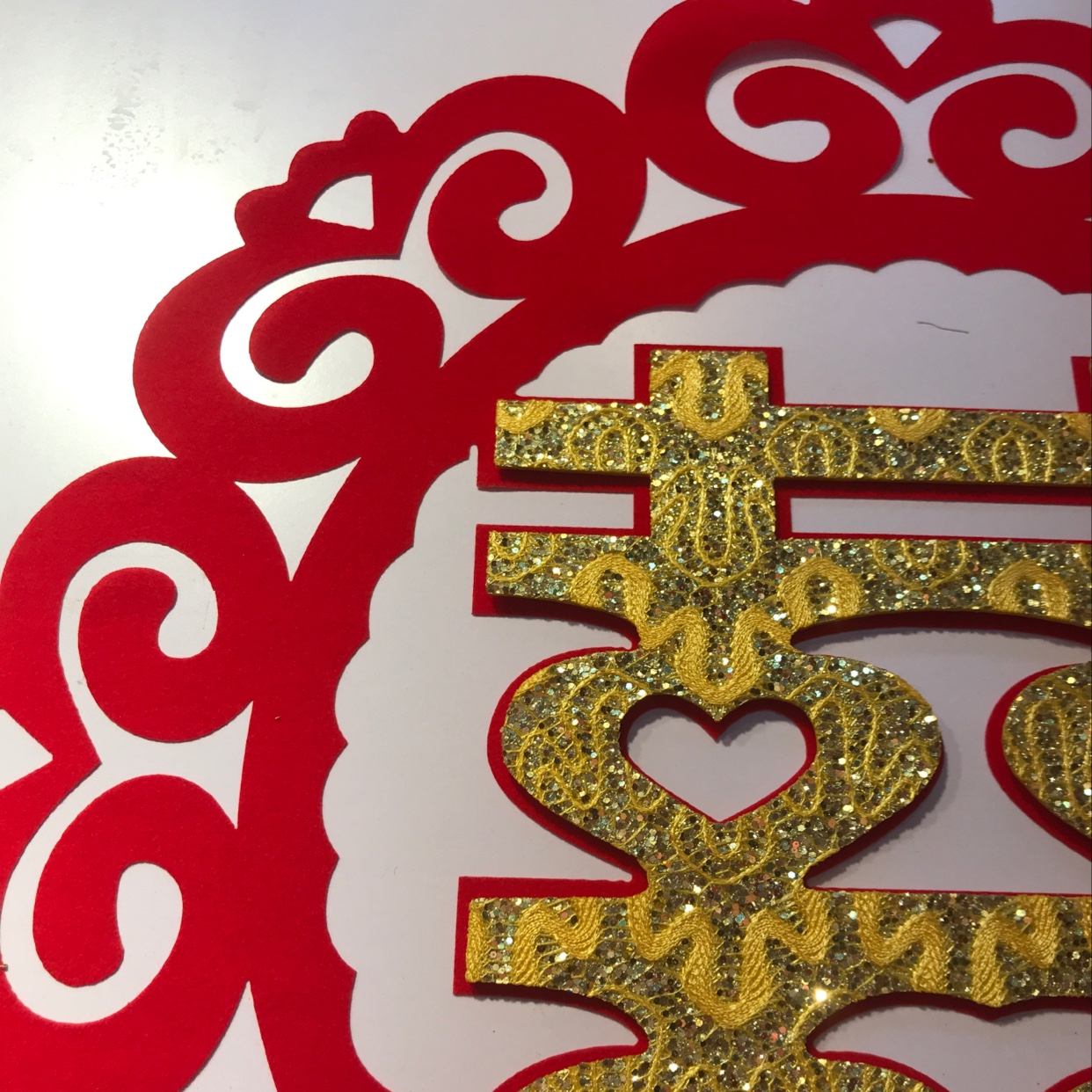 Wedding supplies: paper-cut window decorations, water stickers, hollowed-out paper-cuts, happy New Year, Spring Festival supplies, gold-pasted paper-cuts, new round happiness details Picture