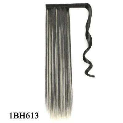 Seamless hair extension Velcro straight hair ponytail long straight hair ponytail detail image 2