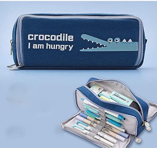 Cute pencil Case Large capacity pencil bag Canvas pencil bag 3 zipper pencil holder makeup bag