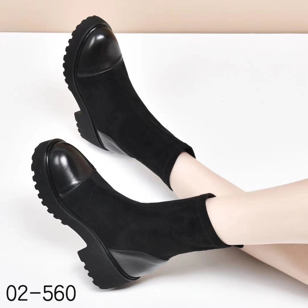 New autumn winter thick heel ankle boot flat middle cylinder stretch boot casual thick bottom sock boot female boot thumbnail