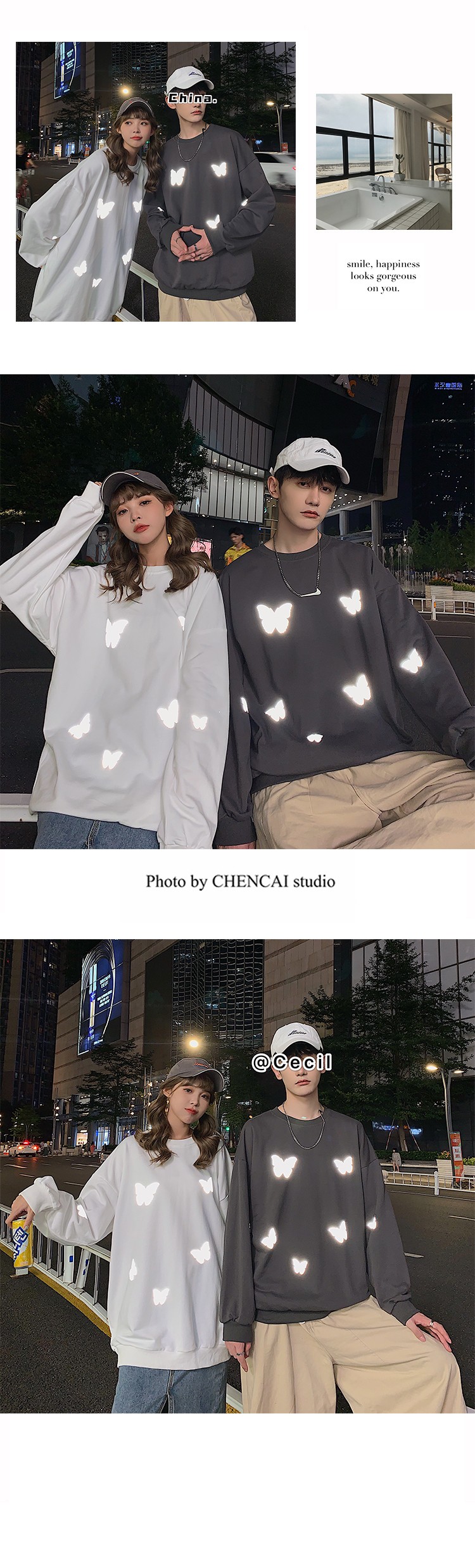 The 2020 new autumn and winter couple's wear, the luminous butterfly loose trendy jacket hoodie, is a must-have on Instagram detail image 10