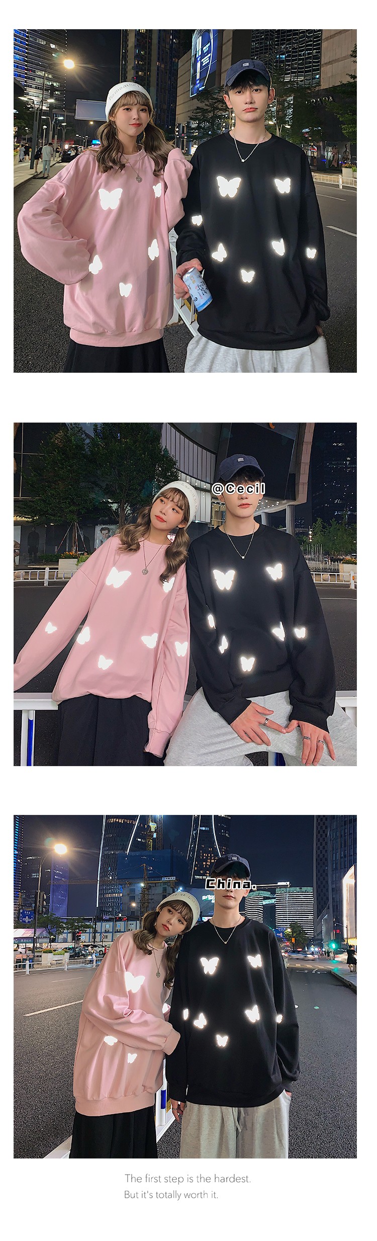 The 2020 new autumn and winter couple's wear, the luminous butterfly loose trendy jacket hoodie, is a must-have on Instagram detail image 3